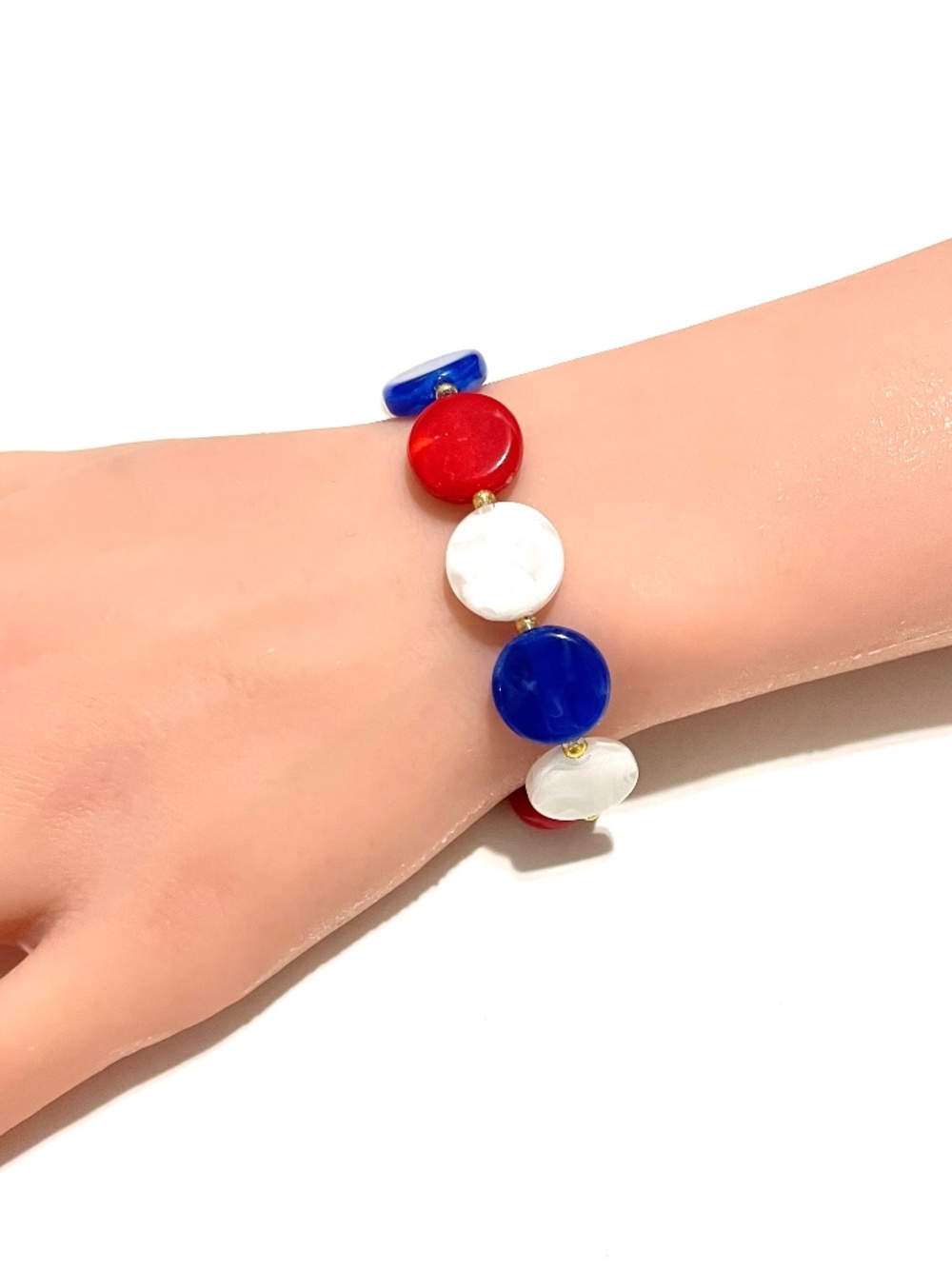 Patriotic Round Flat Bead Bracelet